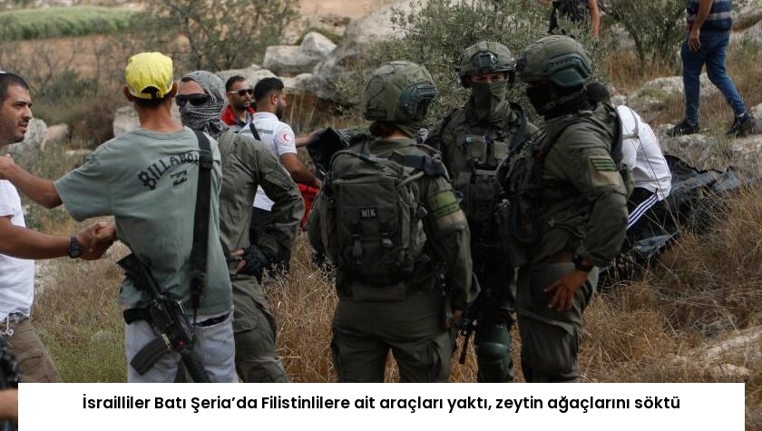 İsrailliler Batı Şeria’da Filistinlilere ait araçları yaktı, zeytin ağaçlarını söktü