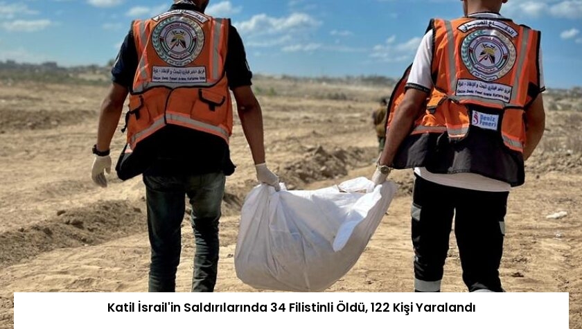Katil İsrail’in Saldırılarında 34 Filistinli Öldü, 122 Kişi Yaralandı