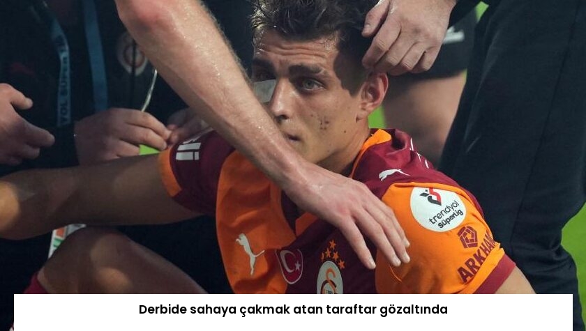Derbide sahaya çakmak atan taraftar gözaltında