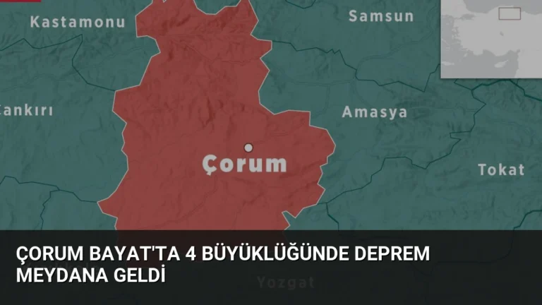 Çorum Bayat’ta 4 Büyüklüğünde Deprem Meydana Geldi