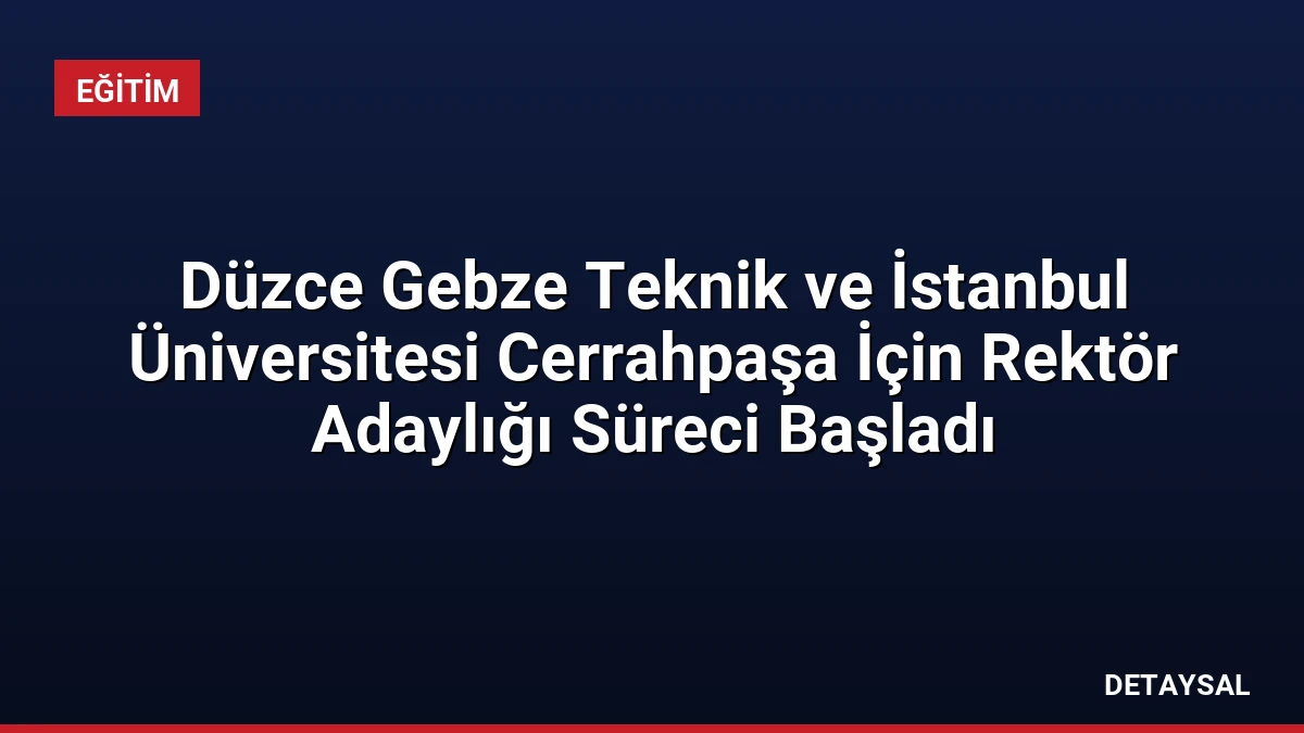 Düzce Gebze Teknik ve İstanbul Üniversitesi Cerrahpaşa İçin Rektör Adaylığı Süreci Başladı
