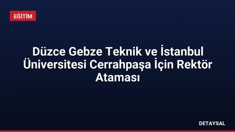 Düzce Gebze Teknik ve İstanbul Üniversitesi Cerrahpaşa İçin Rektör Ataması