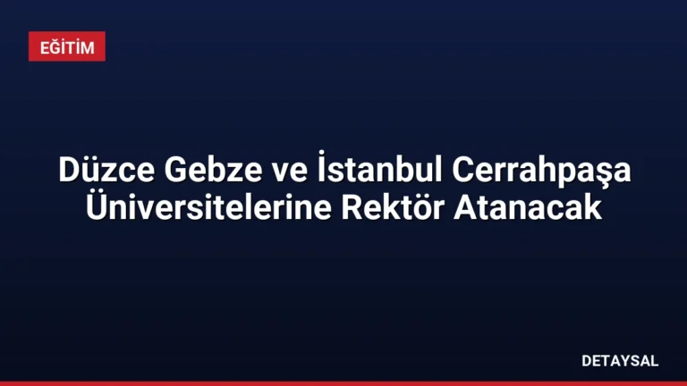 Düzce Gebze ve İstanbul Cerrahpaşa Üniversitelerine Rektör Atanacak