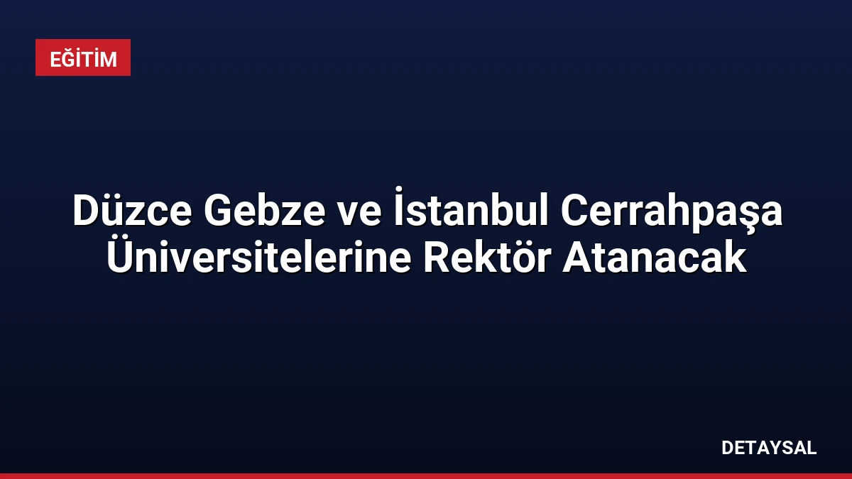Düzce Gebze ve İstanbul Cerrahpaşa Üniversitelerine Rektör Atanacak