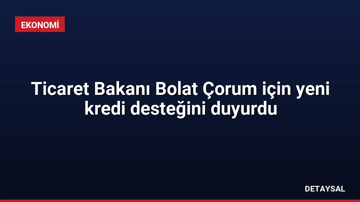 Ticaret Bakanı Bolat Çorum için yeni kredi desteğini duyurdu