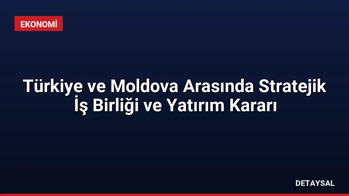 Türkiye ve Moldova Arasında Stratejik İş Birliği ve Yatırım Kararı