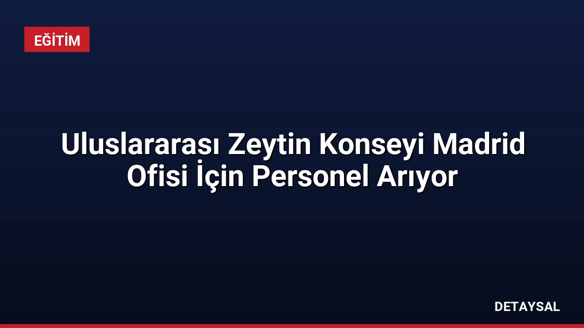 Uluslararası Zeytin Konseyi Madrid Ofisi İçin Personel Arıyor