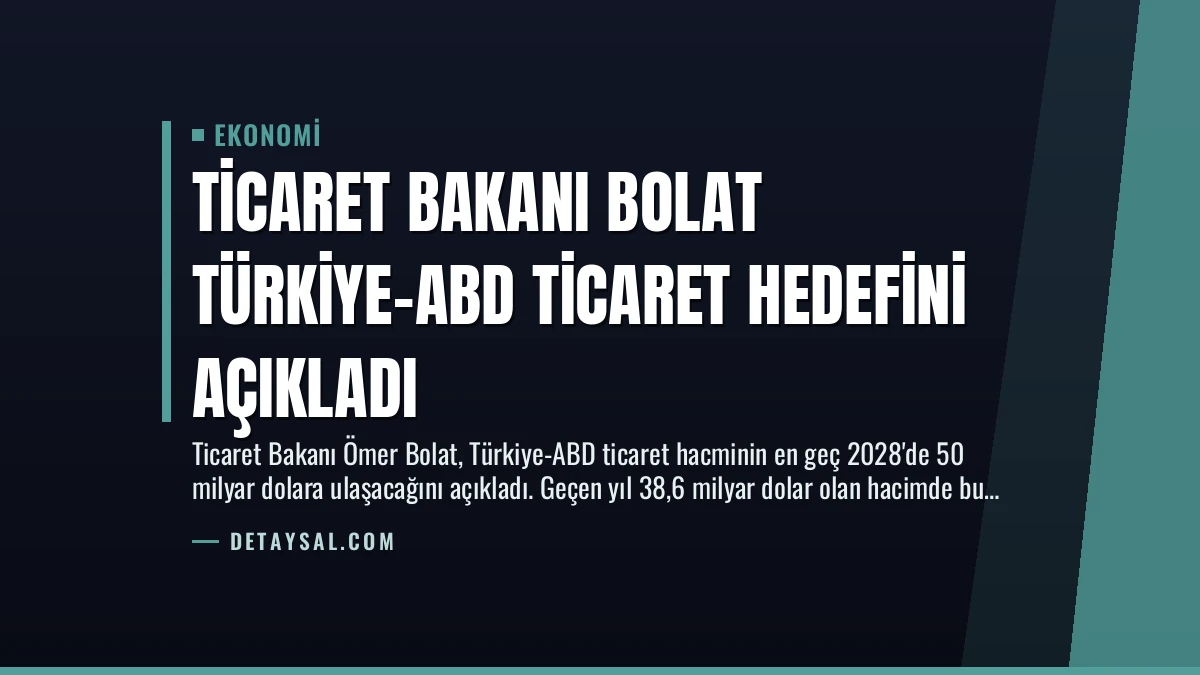 Ticaret Bakanı Bolat Türkiye-ABD Ticaret Hedefini Açıkladı
